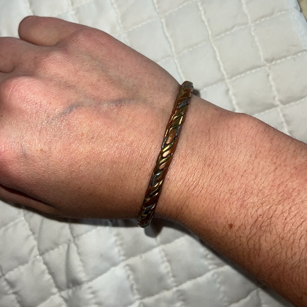 Real Copper Adjustable Bangles, With Gold & Silver Metals